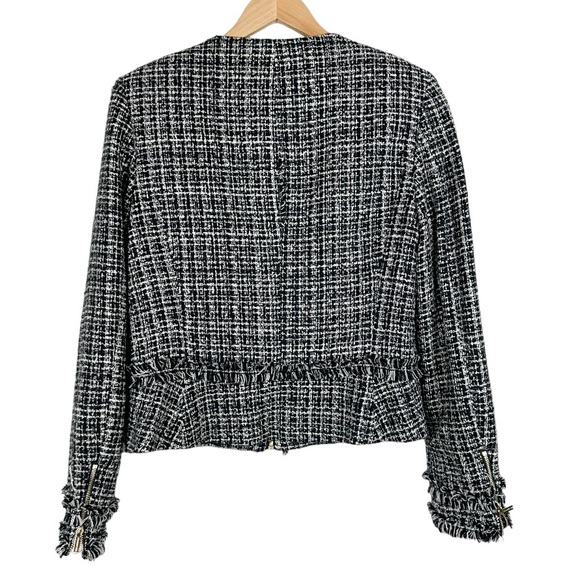 Karl Lagerfeld Tweed Blazer Black & White Size 6 *FLAW* - Picture 9 of 11